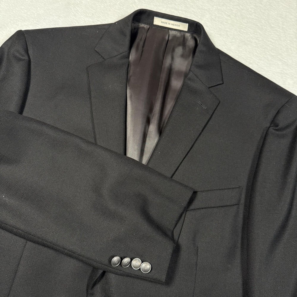Joseph Abboud Suit Jacket Mens 46R Black Wool‎ Loro Piana Super 120's Two Button